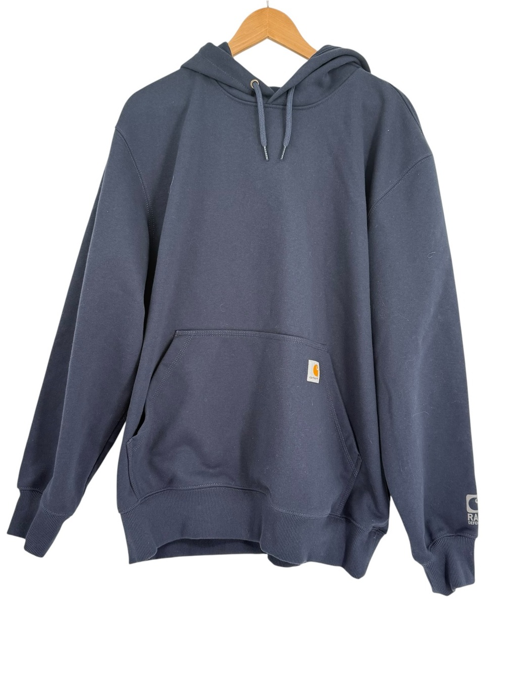 Carhartt NWT Rain Defender Pullover Hoodie Navy Blue Size Large heavy Cotton - Picture 2 of 9